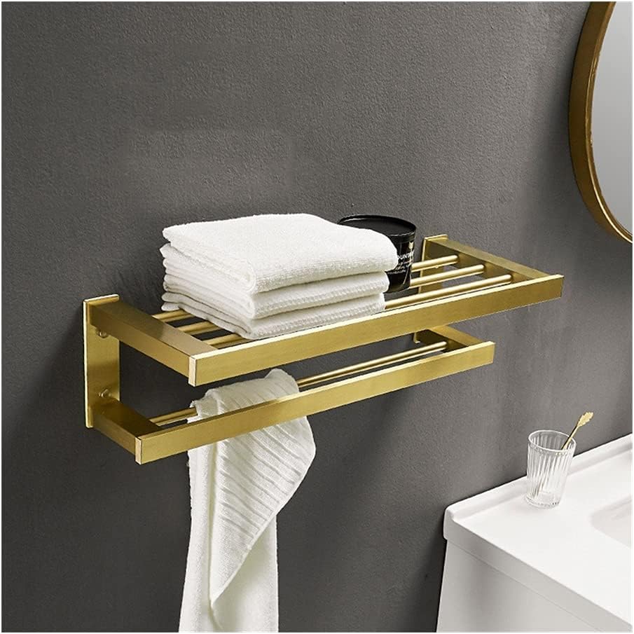 Towel Bars Towel Rails Bathroom Wall Mounted Holder Brushed Gold Black Storage Hanger Bar Movable Pole