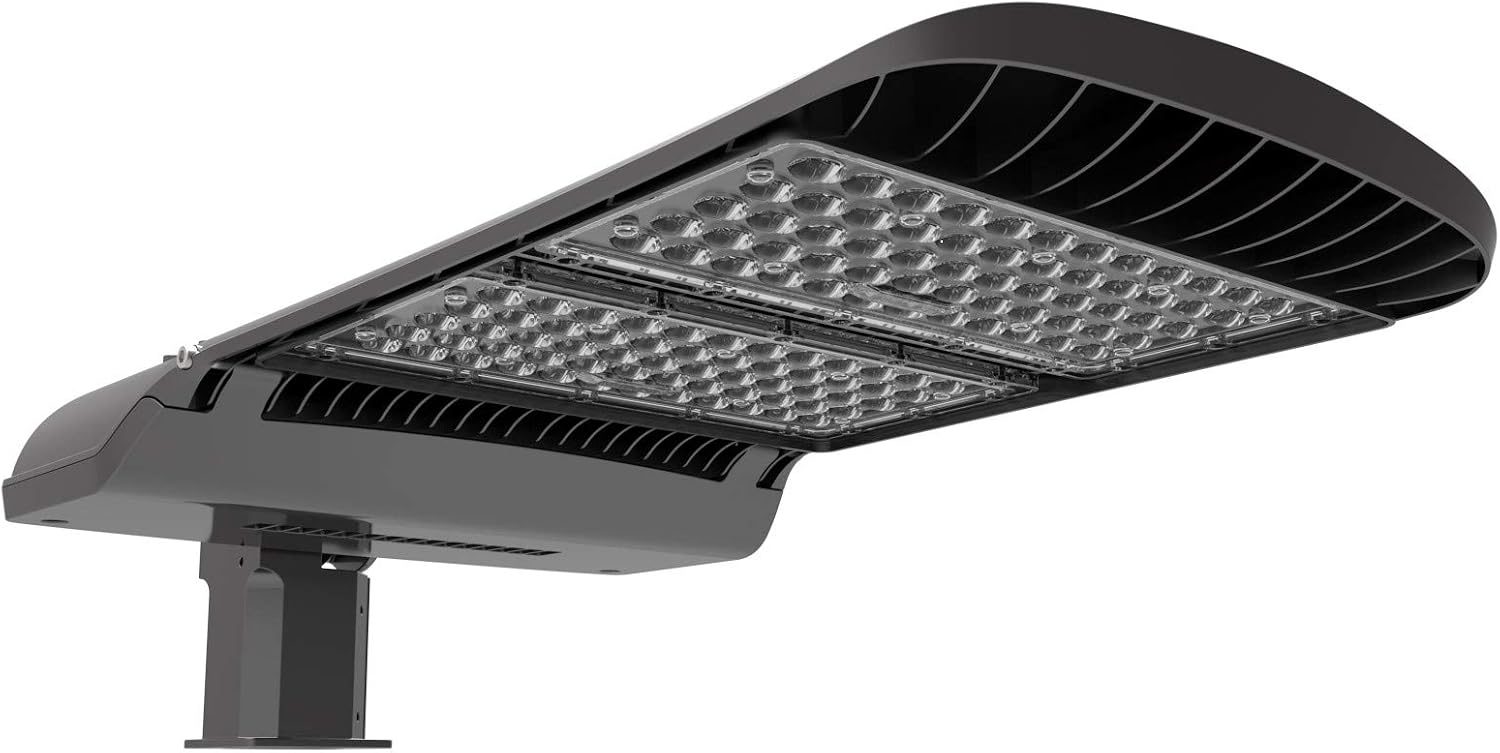 300Watt Module LED Parking Lot Light, Commercial Area Street Lights, Shoebox Lighting Fixture 4000K Daylight, 26000lm, Multiple Installation IP65 Waterproof (300W/C2-arm Mount for Round Pole)
