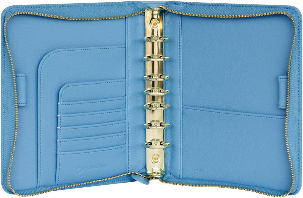 FranklinCovey - Thalia Ring-Bound Binder for FranklinCovey Planners | Simulated Leather - Zipper Binder (Classic, Blue Lagoon)