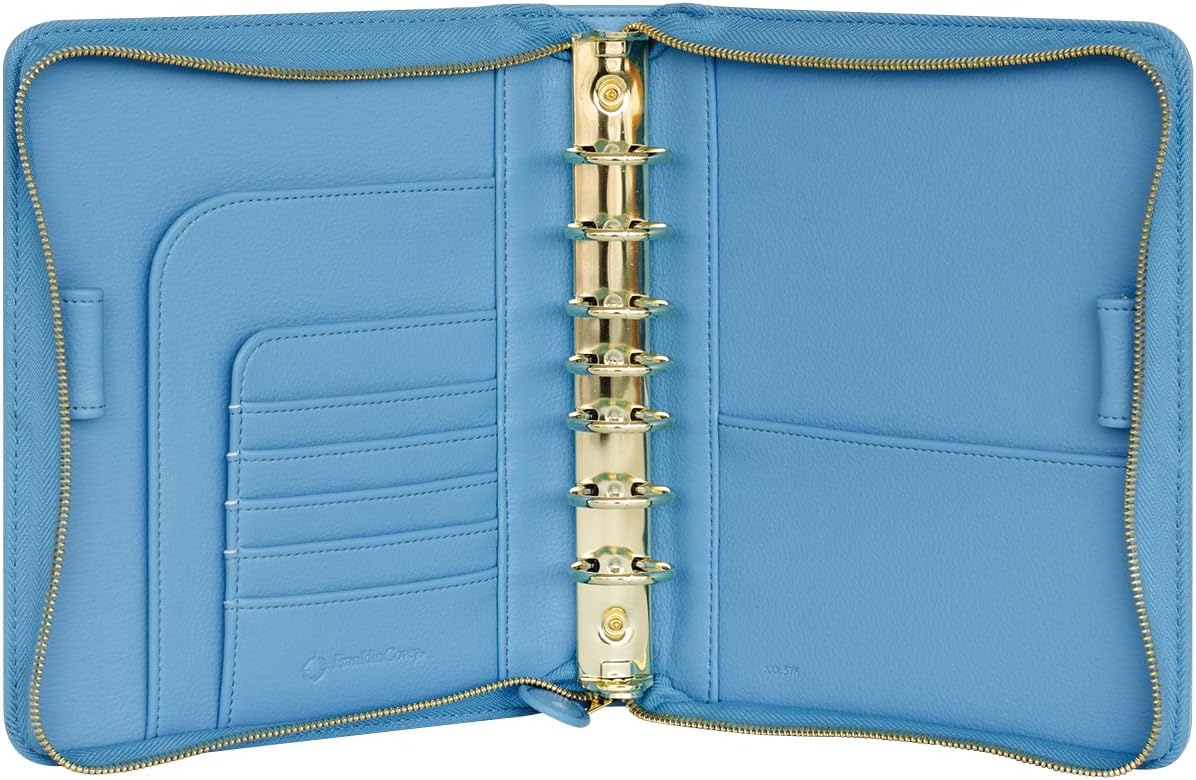FranklinCovey - Thalia Ring-Bound Binder for FranklinCovey Planners | Simulated Leather - Zipper Binder (Classic, Blue Lagoon)