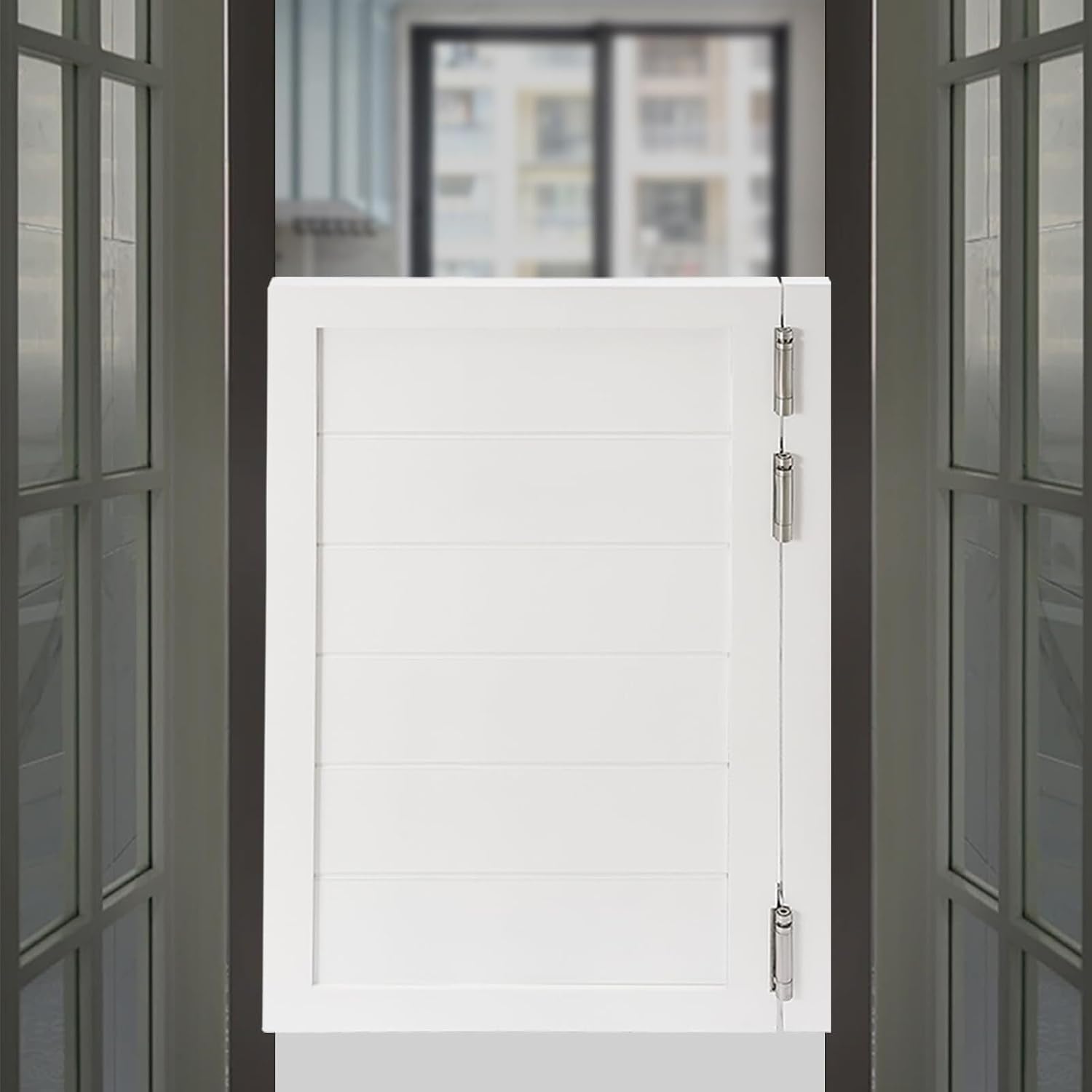 Swinging Doors Cafe Doors with 3 Hinges,Wood Swing Door Interior Saloon Half Partition Door for House Kitchen Shop Entrance Pub Porch(23.6x35.4in-White)