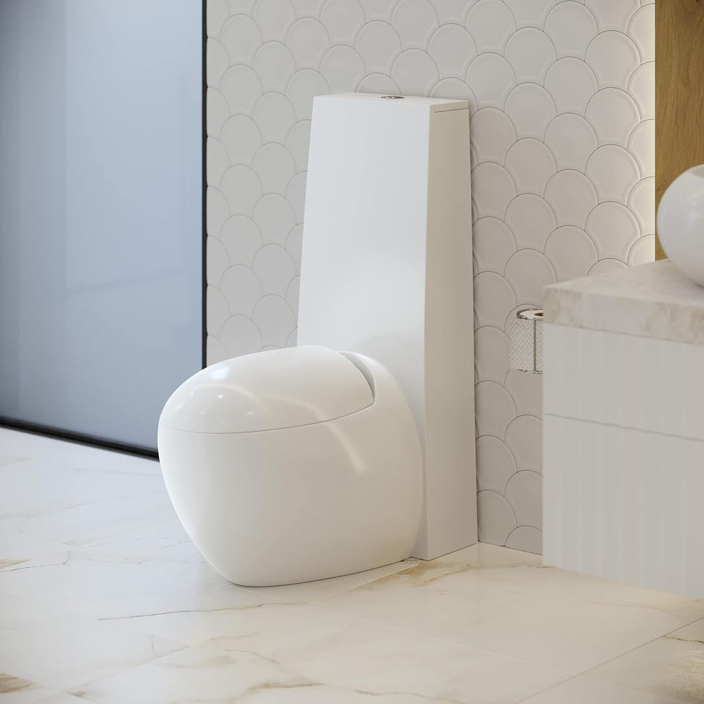 Swiss Madison Plaisir One-Piece Toilet, ADA Toilet, Elongated Egg Toilet Dual-Flush 1.1/1.6 gpf, Glossy White