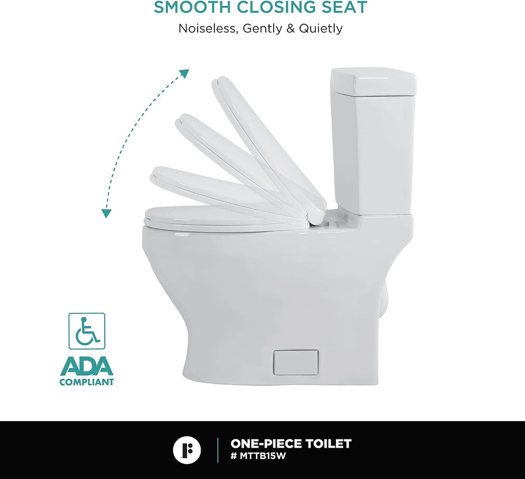 Fine Fixtures Modern Two Piece Elongated Toilet Ada Compliant, White
