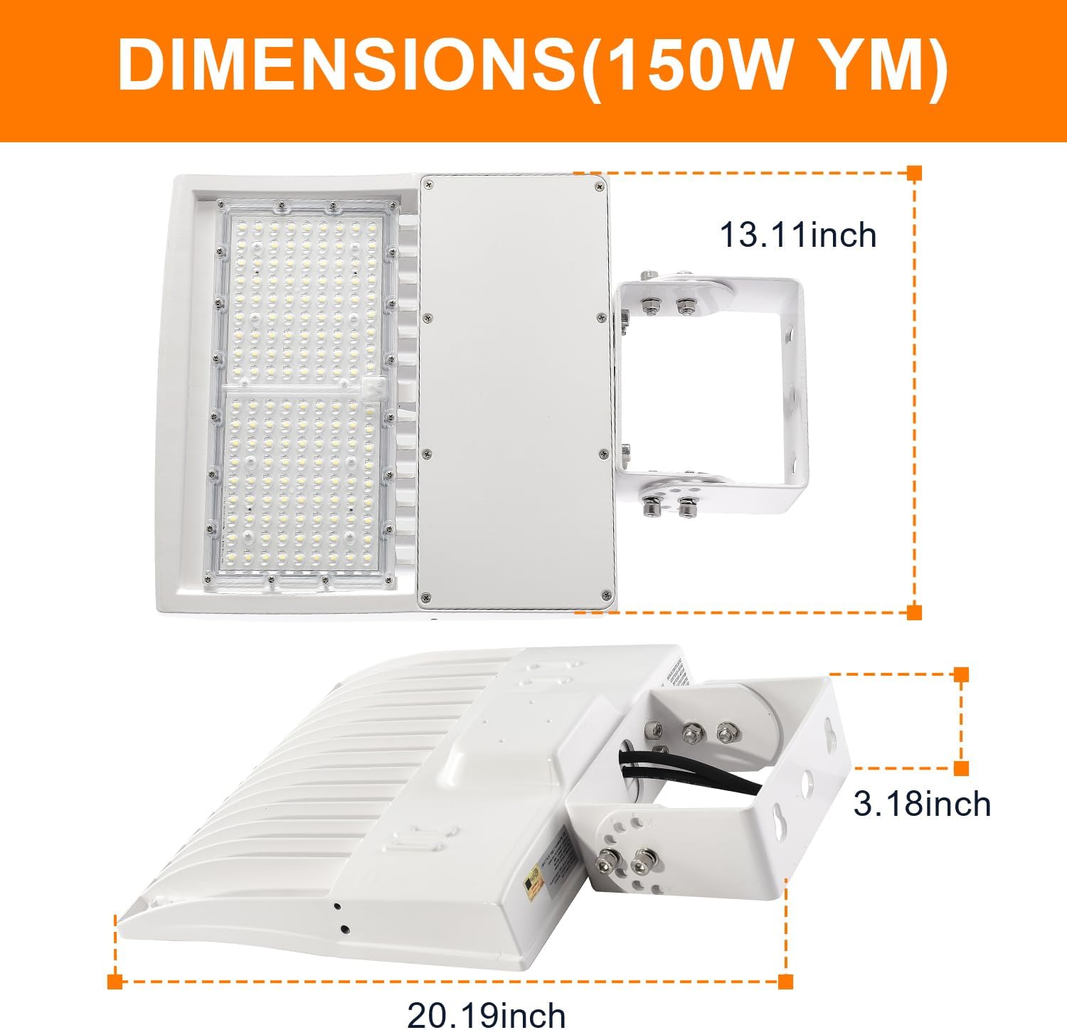 150W White LED Parking Lot Light, 21000LM LED Shoebox Area Light [500W MH/HPS Equiv.], 5000K Dimmable Outdoor Street Lighting Fixture with Surge Protection Built-in, IP65 AC100-277V UL Listed