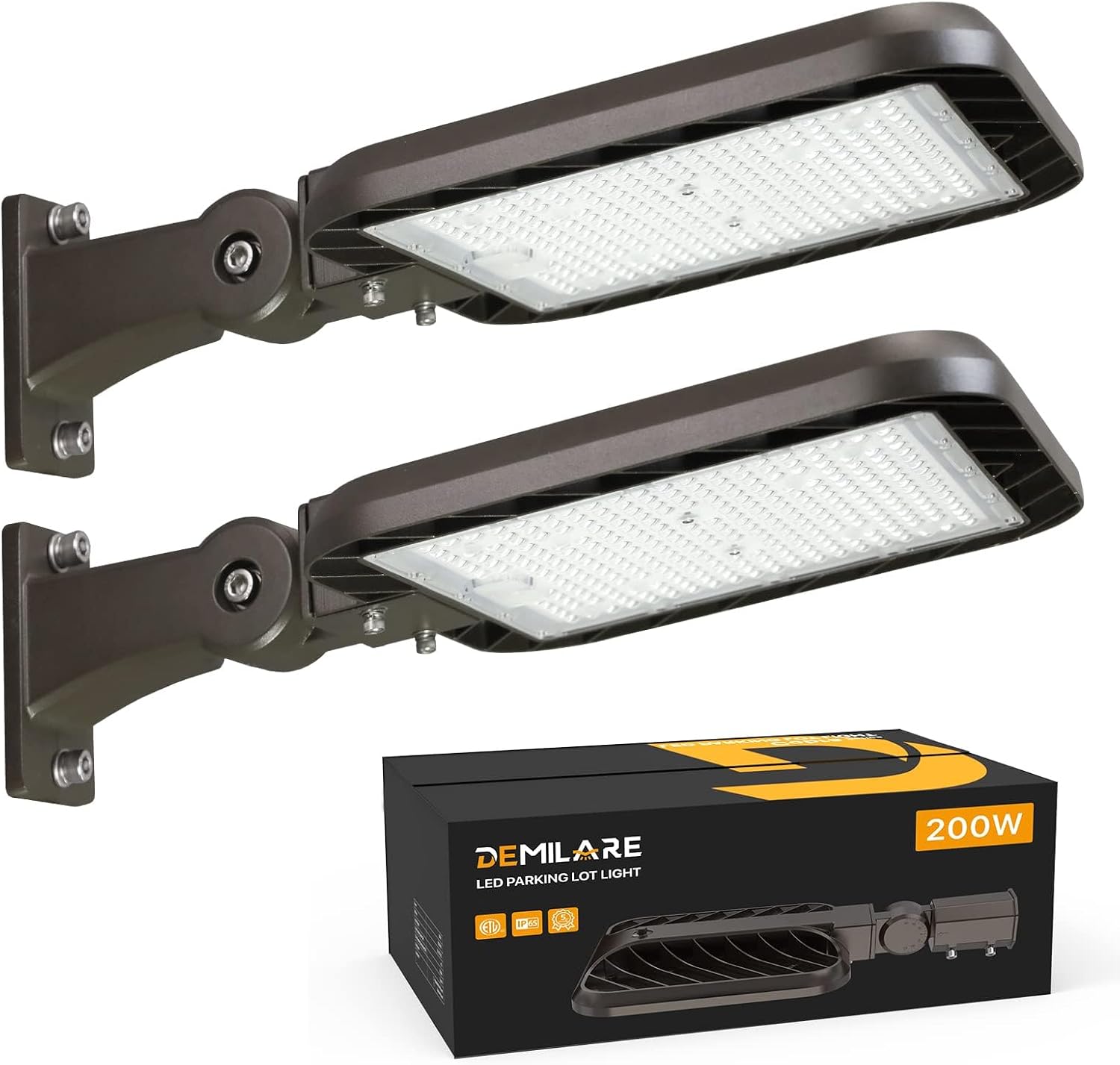 200W Led Parking Lot Light with Dusk Dawn Photocell 30000LM(150LM/W) Shoebox Lights Adjustable Arm Mount Outdoor IP65 Waterproof Quick Installation Commercial Street Pole Light ETL Listed