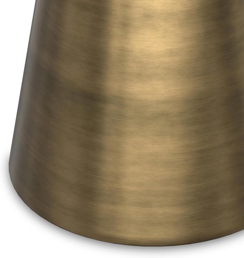 SIMPLIHOME Leyla Metal Side Table - 16 inch Wide Solid Metal Round Accent Table in Antique Brass, Modern Contemporary End Table for Living Room, Bedroom, or Office with Compact Design