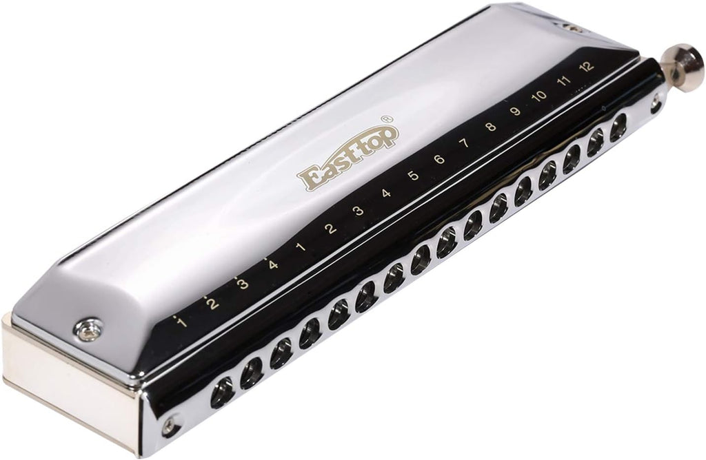 East top 16 Holes 64 Tones Chromatic Harmonica Key of C with Brass Comb, Chromatic Mouth Organ Harmonica For Adults, Professionals and Students(BRASS COMB)