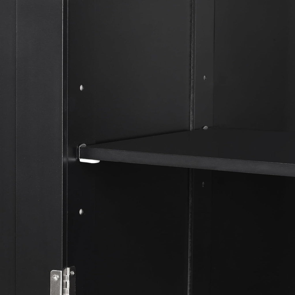 Bathroom Storage Cabinet with Adjustable Shelf, 68.4 in Tall | MDF, painted finish, adjustable shelf, enclosed storage, acrylic handles, anti-tip kit, bathroom, 20 W x 13.5 D x 68.4 H in