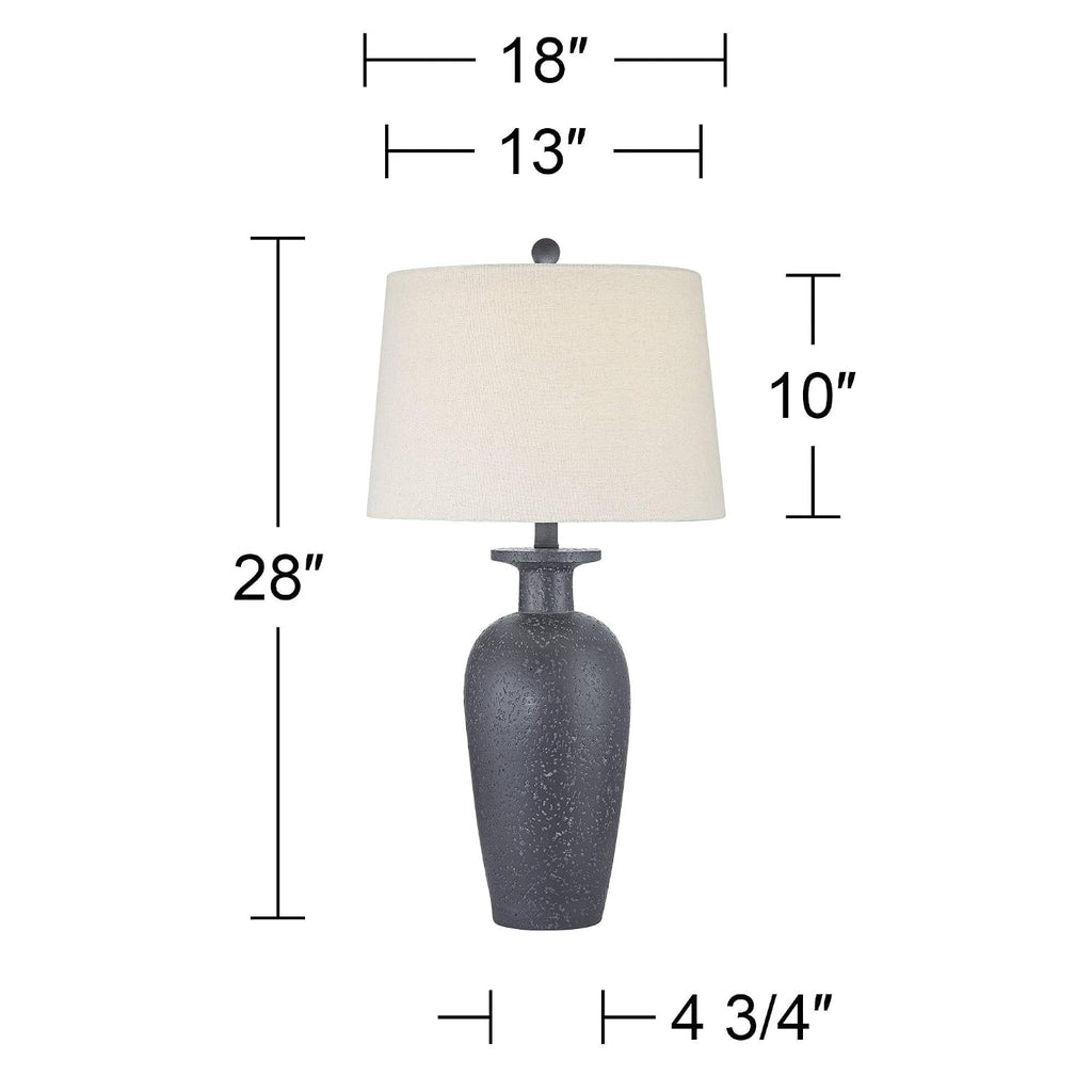 360 Lighting Glenwood 28' Tall Farmhouse Rustic Country Cottage 3-Way Table Lamps Set of 2 Charcoal Gray Living Room Bedroom Bedside Nightstand House Office Home Reading Kitchen Entryway White Shade