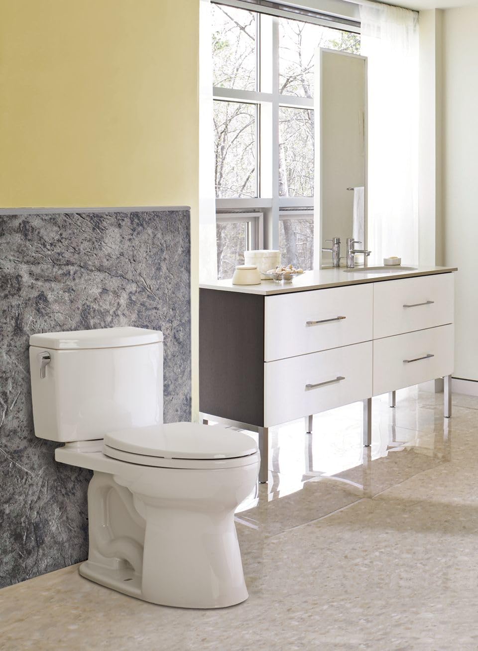 TOTO Drake II 1G Two-Piece Elongated 1.0 GPF Universal Height Toilet with CEFIONTECT, Cotton White - CST454CUFG#01