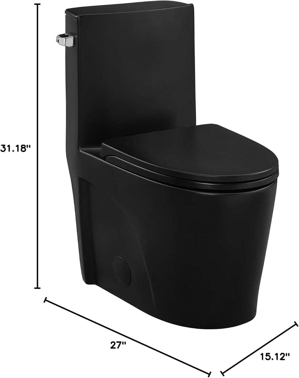 St. Tropez One-Piece Elongated Toilet Left Side Vortex Flush Handle in Matte Black 1.28 gpf