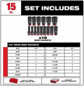 15Pc 49-66-6802 for Milwaukee 1/2' 6-Point Impact Duty Drive Socket Set