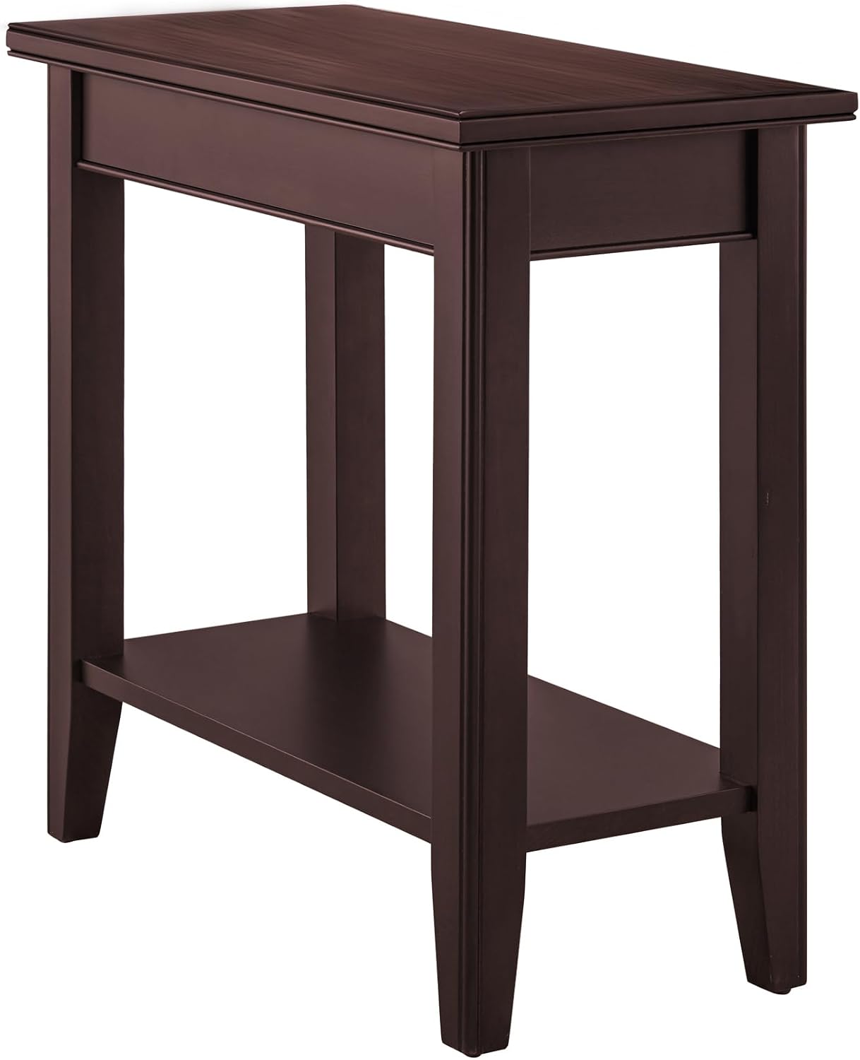 Leick Home Laurent End Table, Solid Wood, Bottom Display Shelf, Narrow, Easy-Assembly, For Living Room/Bedroom, Chocolate Cherry, 24.0 in. L x 12.0 in. W x 24.0 in. H, 10505
