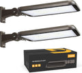 300W Led Parking Lot Light Adjustable Arm Mount 2Pack, 45000LM Dusk to Dawn Photocell Shoebox Lights Outdoor 5000K IP65 Waterproof 100-277V Street Area Lighting for Court, Parking Lot, Roads