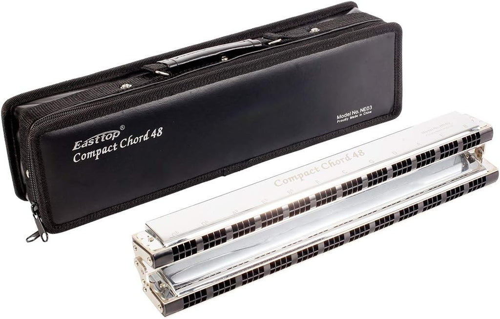 East top 48 Group Chord Harmonica Key of C with Case, Upgrade Chord Mouth Organ Harmonica For Adults, Professional Band Player and Students