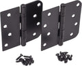 Hinge Outlet 4 Inch with 5/8 Inch Square Radius Ball Bearing Door Hinges, Heavy-Duty Steel, Removable Pin (Black,10 Pack)