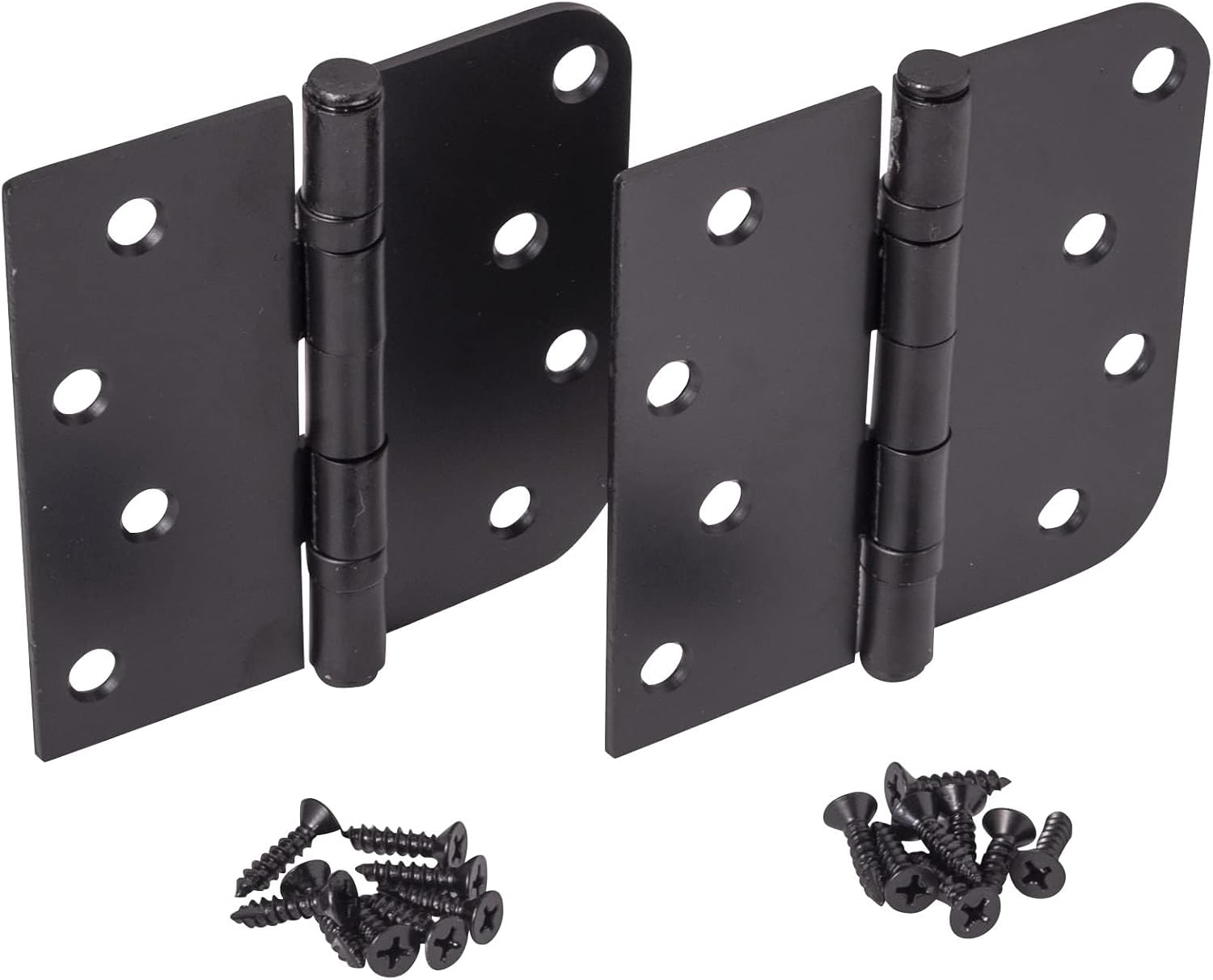 Hinge Outlet 4 Inch with 5/8 Inch Square Radius Ball Bearing Door Hinges, Heavy-Duty Steel, Removable Pin (Black,10 Pack)