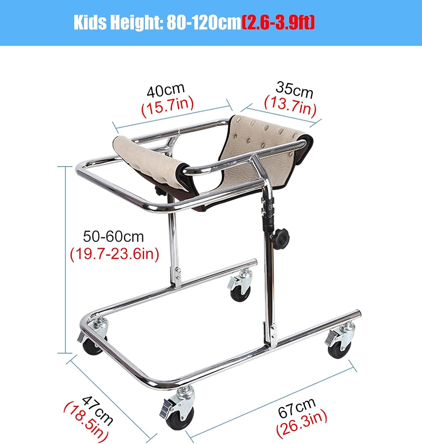 Folding Rollator Rollator Walkers Lightweight Upright Walker for Kids Cerebral Palsy Disability Rehabilitation Training,Foldable Toddlers Rolling Walkers with Wheels and Seat (Color : Pink, Size : S)