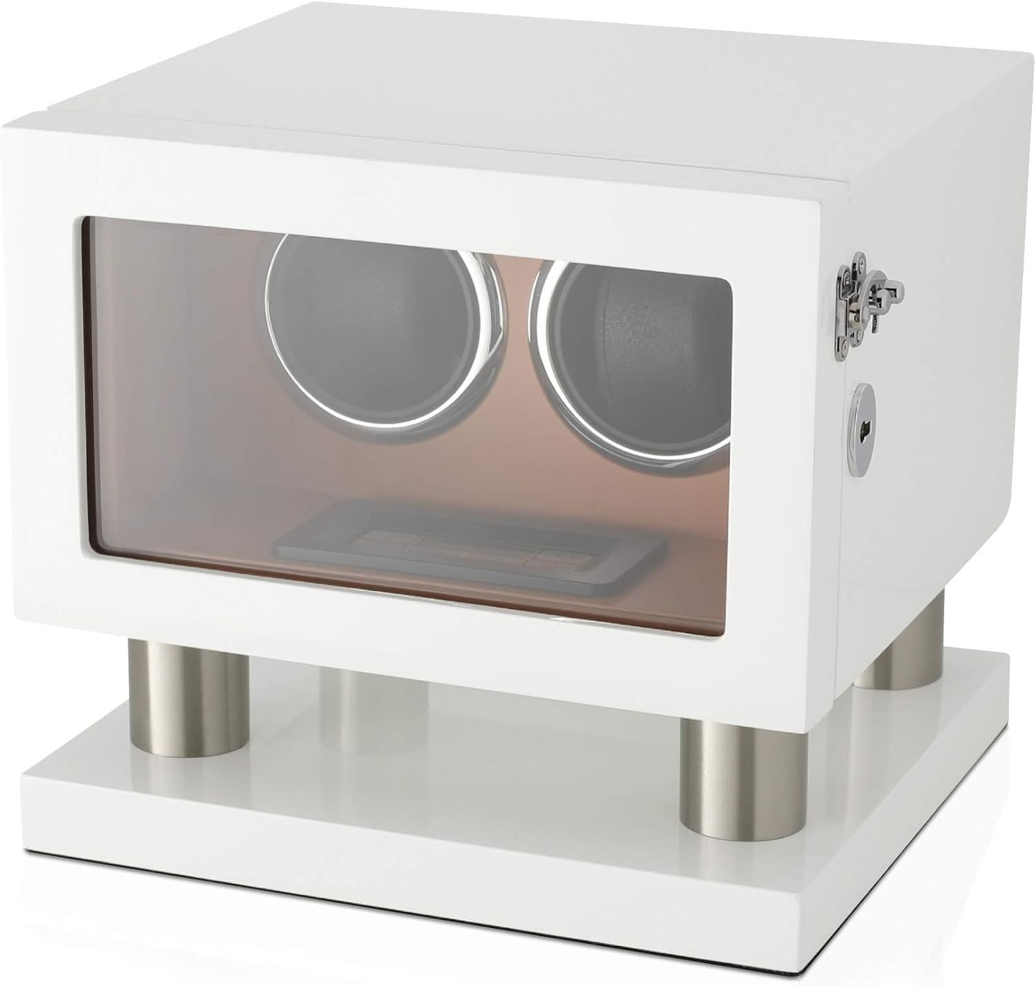 Watch Winder for 2 Watches with LED Backlight, LCD Display and Motor-Stop Option