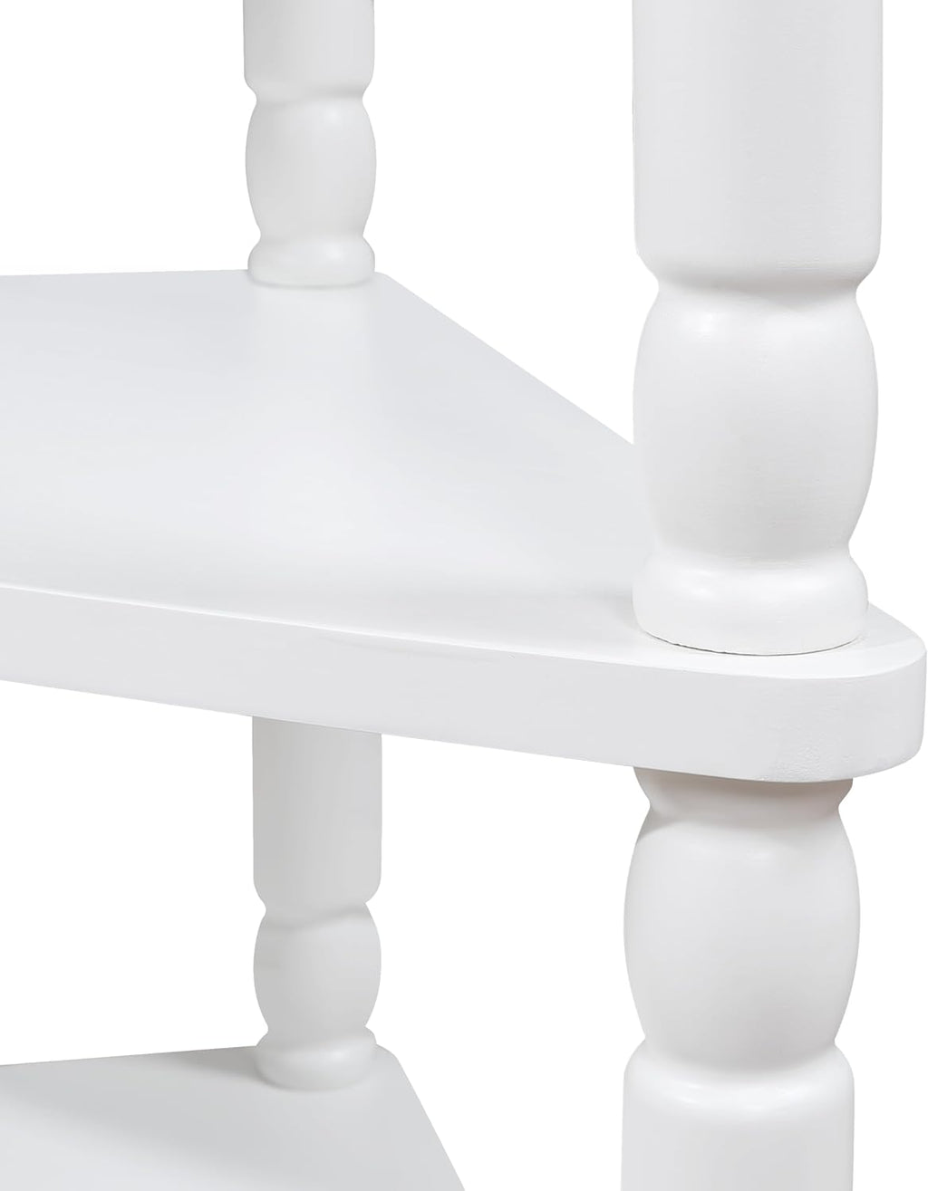 33.8'' Small Triangle Corner Table,3 Tier End Corner Table with Open Shelf and Solid Wood Legs,Wood Corner Side Table with 1 Storage Drawer for Bedroom,Living Room,Small Spaces (Milk White)