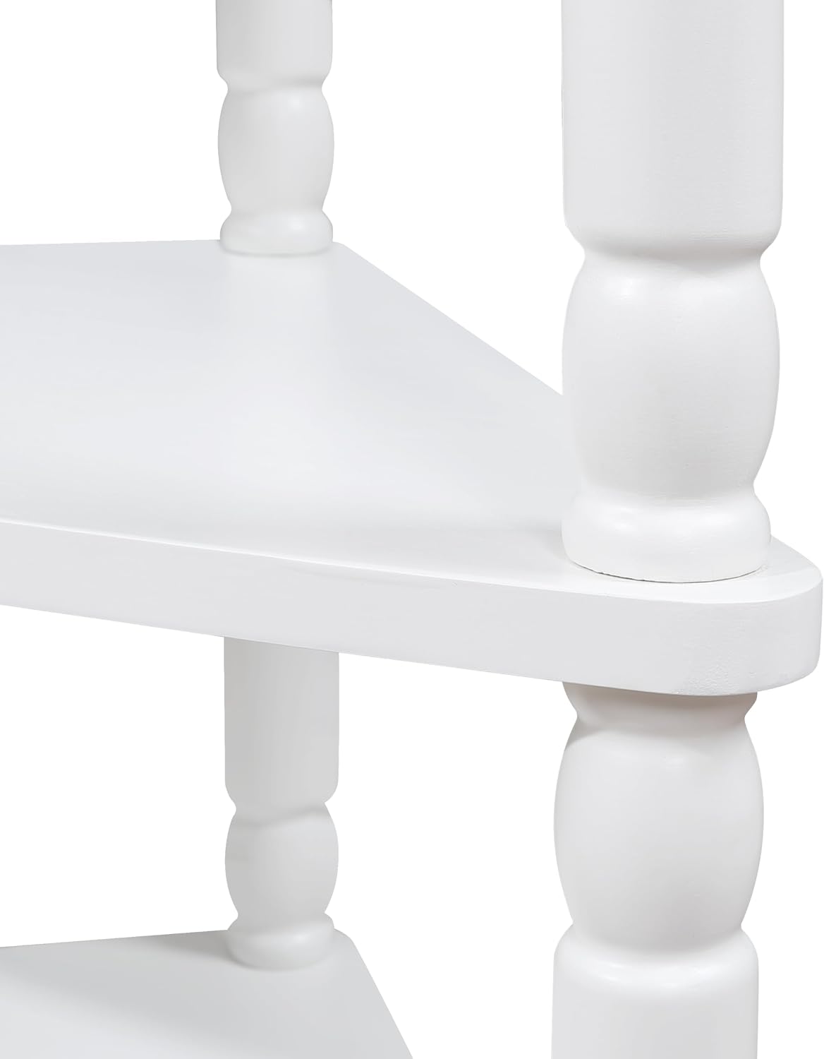 33.8'' Small Triangle Corner Table,3 Tier End Corner Table with Open Shelf and Solid Wood Legs,Wood Corner Side Table with 1 Storage Drawer for Bedroom,Living Room,Small Spaces (Milk White)