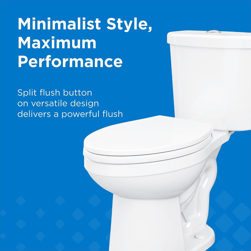 Gerber Maxwell Select Elongated Dual-Flush 1.0/1.28 GPF Two-Piece Toilet, ADA Chair Height, 12-in Rough-In, High Efficiency, Soft-Close Seat & Install Kit with Wax Ring, White, GRD49210E