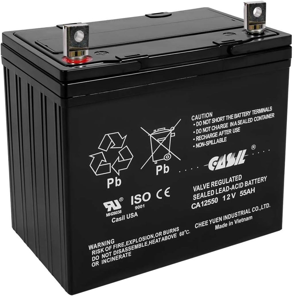 Casil 12V 55Ah SLA Battery – Group 22NF Deep Cycle – Compatible with Quantum Q6000, Jazzy 600 ES, Pride Maxima, and More – 2-Pack