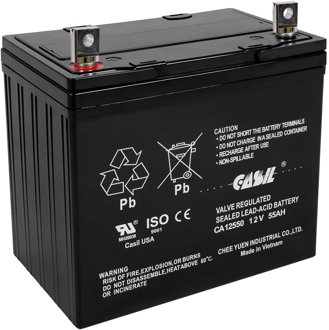 Casil 12V 55Ah SLA Battery – Group 22NF Deep Cycle – Compatible with Quantum Q6000, Jazzy 600 ES, Pride Maxima, and More – 2-Pack