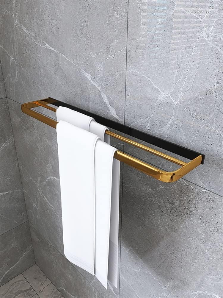 Towel Racks,Towel Holder Towel Rail for Bathroom, All-Copper Towel Rail, Bathroom Hand Towel Holder, Bath Towel Bar, Double-Bar Wall Hanging Rack/Copper Black Gold 60Cm/a Dignified