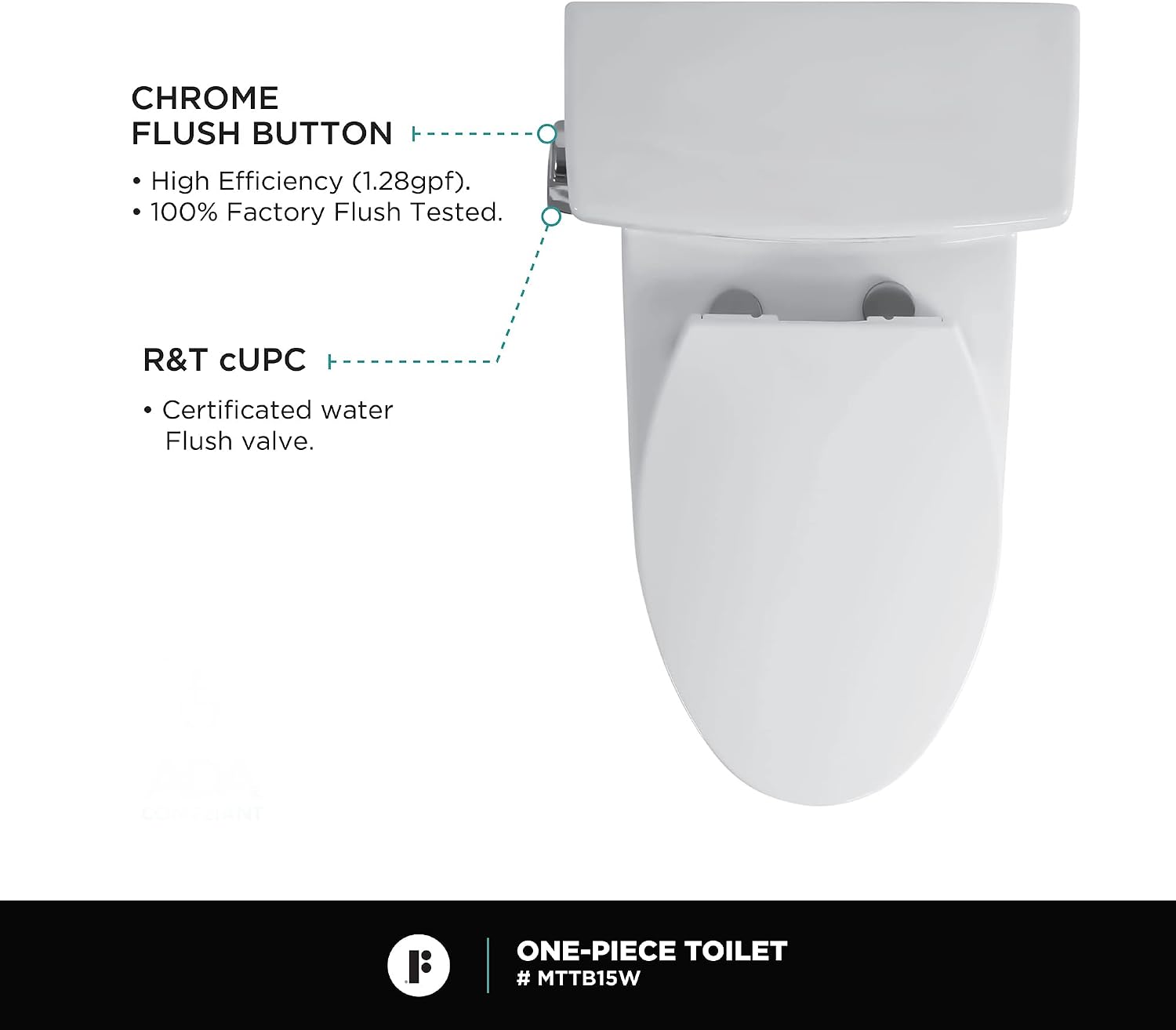 Fine Fixtures Modern Two Piece Elongated Toilet Ada Compliant, White