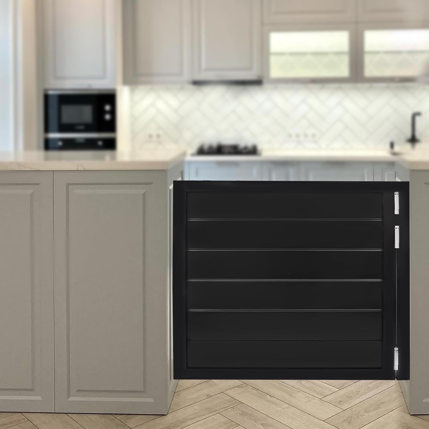 Swinging Doors, Solid Wood Saloon Half Door, Interior Cafe Door for Hallway Kitchen Bar Pub Entrance Partition, Single Dutch Doors with 3 Spring Hinges(Black,35.4x35.4in)
