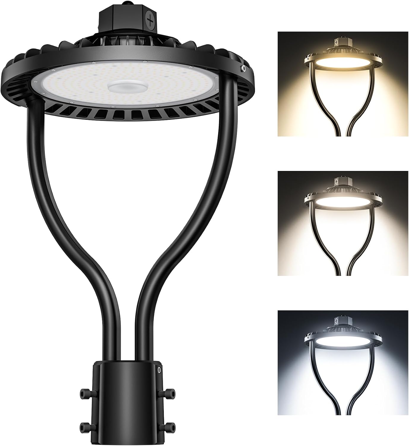 Commercial LED Post Top Light, 80W/64W/48W & 3000K/4000K/5000K Selectable, ETL Listed, 12000LM Post Circle Area Lights with Photocell, IP65 Waterproof for Yard Street, AC100-277V