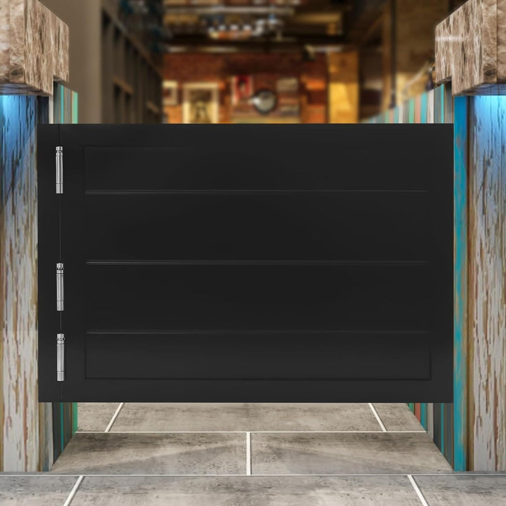 Swinging Door Cafe Doors,Solid Wood Swing Door Interior Saloon Half Partition Doors with 3 Hinges for House Kitchen Shop Entrance Pub Porch(35.4 * 23.6in-Black)