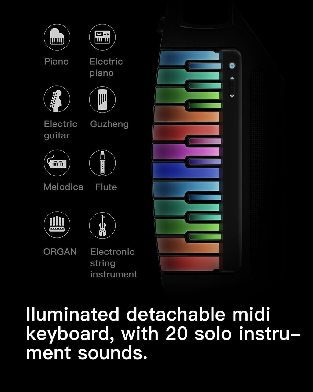 Enya CYBER-G Stringless Smart Guitar, Foldable Travel Backing Guitarra, Built-in Drum Machine & Bassline, 20 instrument Sounds for One-Man Band, App Interactive Chord Sheets For Adults & Teens(Black)