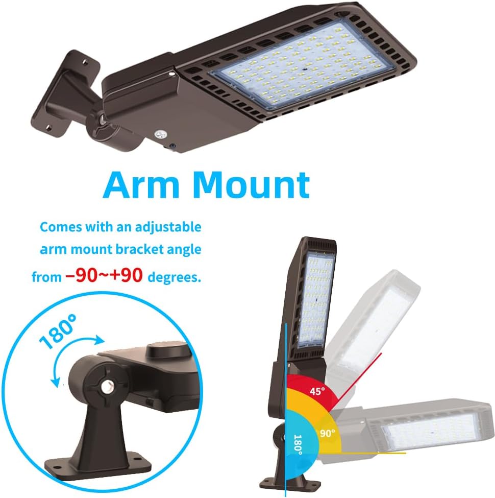 300W LED Parking Lot Lights with Adjustable Arm Mount,39000LM 5000K LED Street Light with Dusk to Dawn Photocell,IP65 Waterproof 110-277V Shoebox Light Commercial Area Lighting ETL Listed(3 Pack)