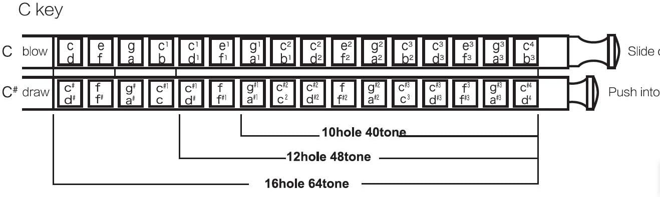East top 16 Holes 64 Tonse Chromatic Harmonica Key of C, Chromatic Mouth Organ Harmonica for Adults, Professionals and Students (SR)