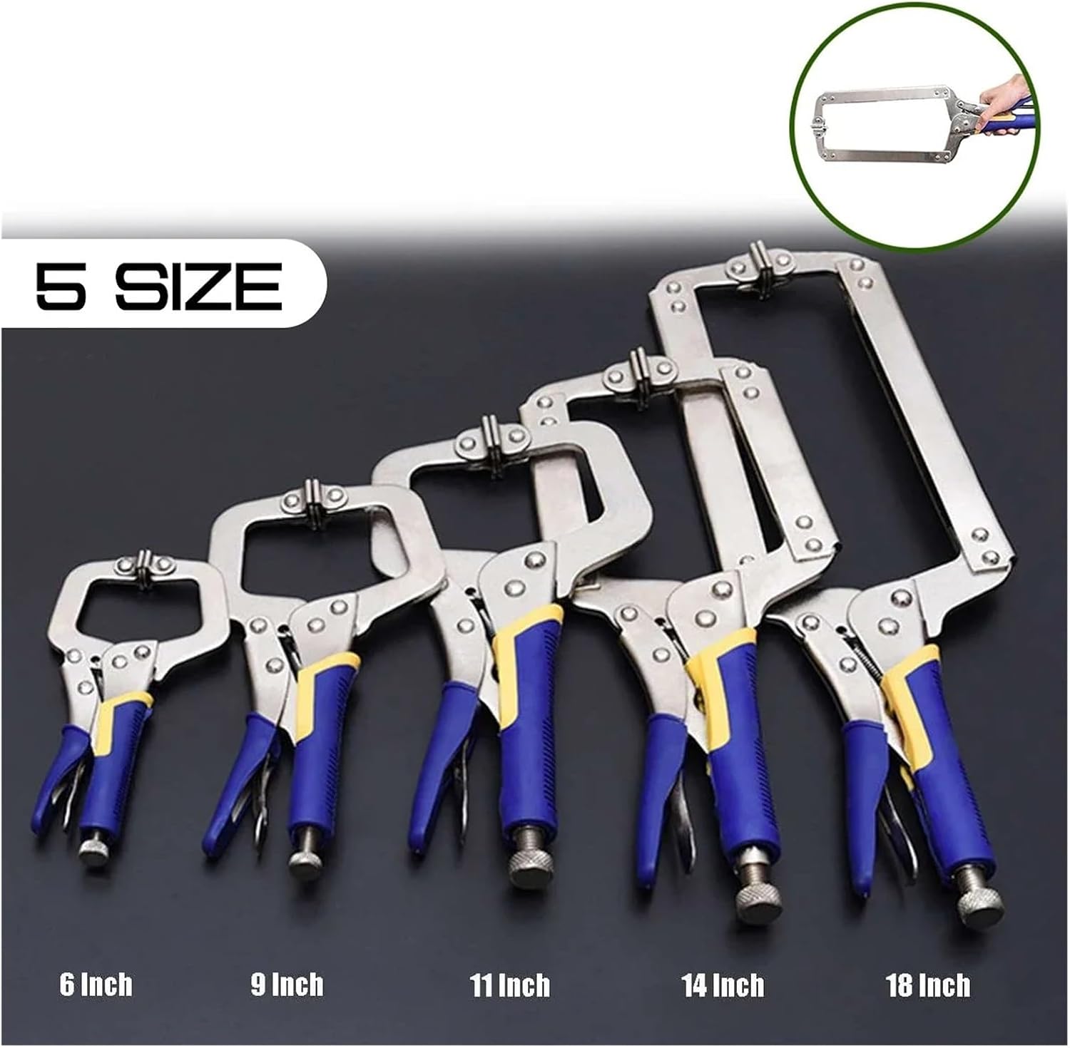 C clamp, 6/9/11/14/18 Inch C Type Multi-Function Steel Clip Vise Grip Locking Plier Pincers Woodworking Clamps(11 Inch)