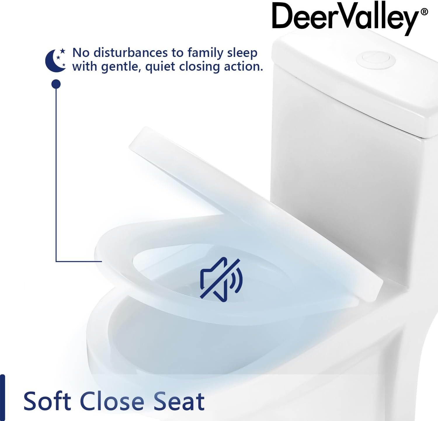 DeerValley Compact One-Piece Toilet 12 Inch Rough-In Space-Saving Toilets for Tiny Bathrooms with White Button