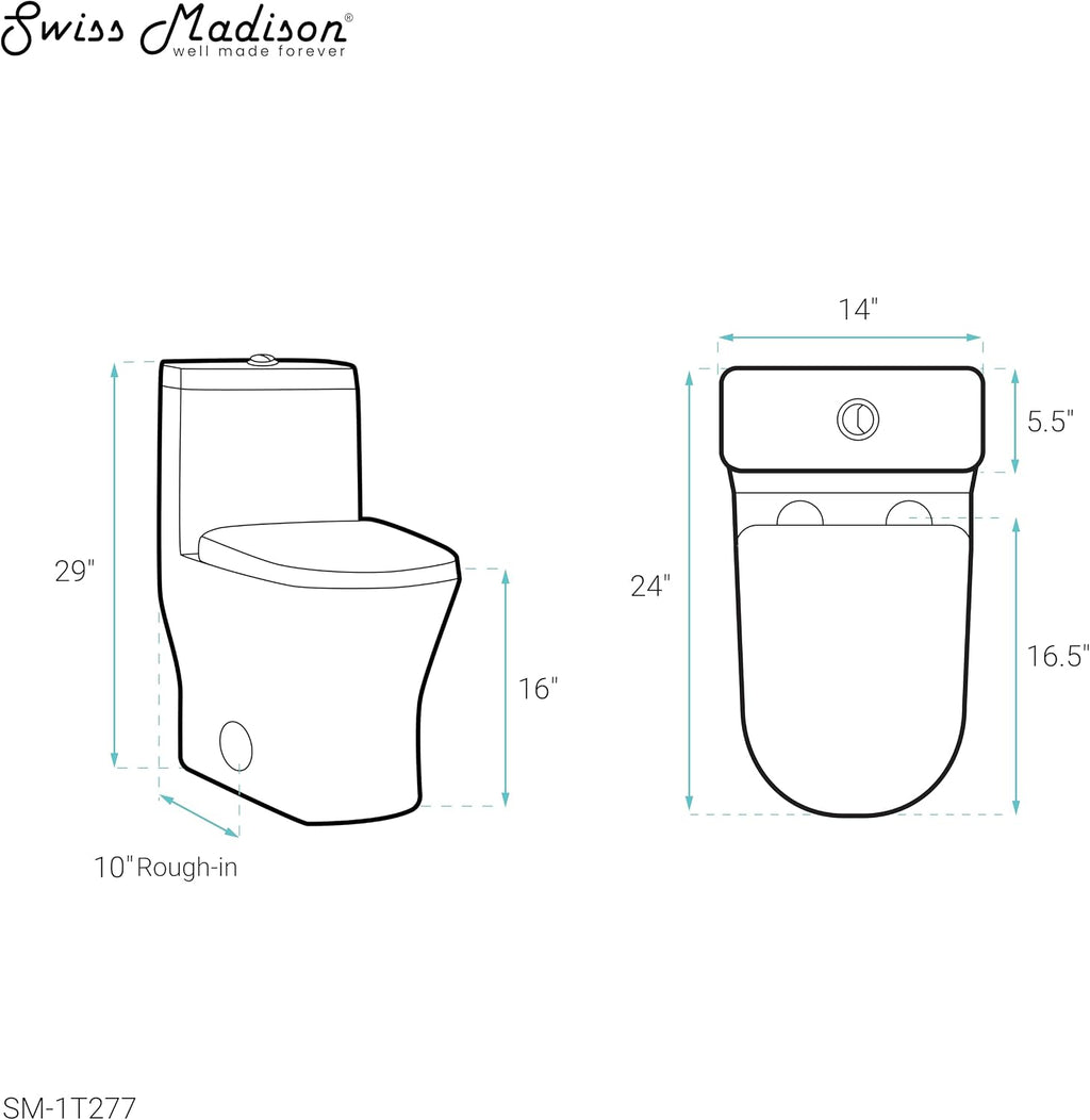 Sublime II One-Piece 10' Rough-in 1.1/1.6 GPF Dual Top Flush Round Compact Toilet in Glossy White