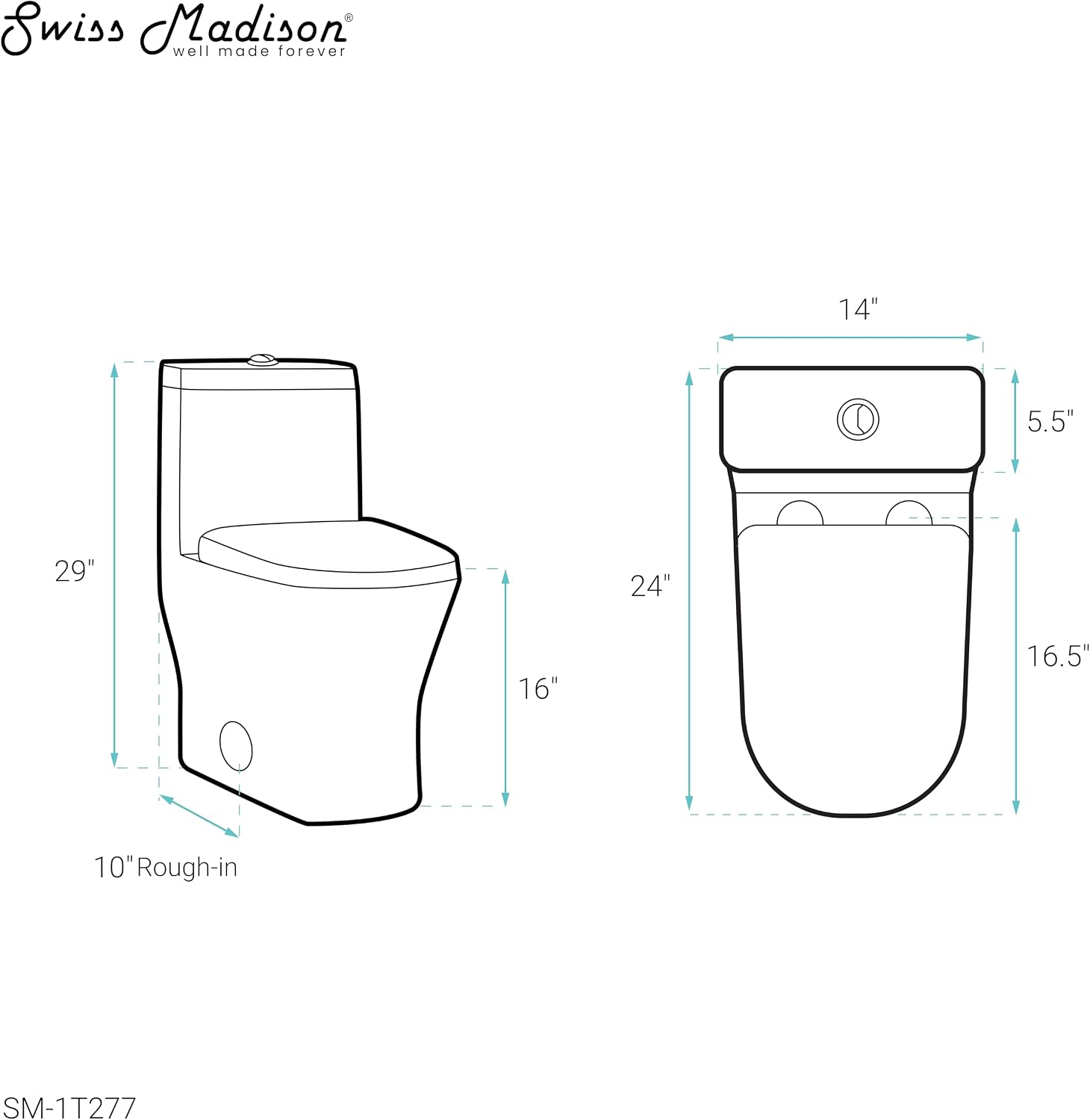 Sublime II One-Piece 10' Rough-in 1.1/1.6 GPF Dual Top Flush Round Compact Toilet in Glossy White