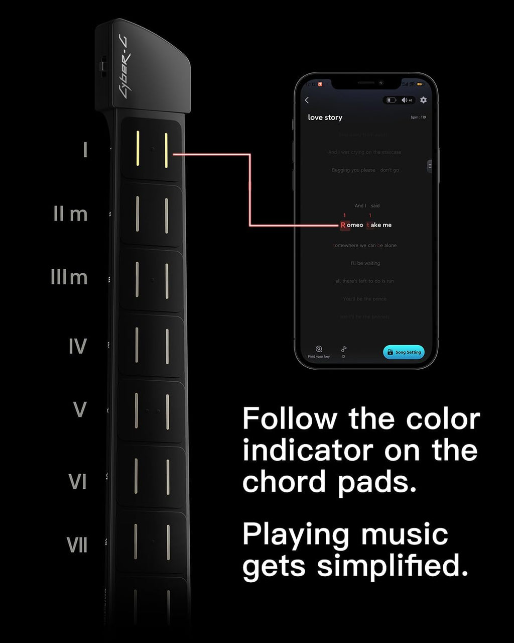 Enya CYBER-G Stringless Smart Guitar, Foldable Travel Backing Guitarra, Built-in Drum Machine & Bassline, 20 instrument Sounds for One-Man Band, App Interactive Chord Sheets For Adults & Teens Purple