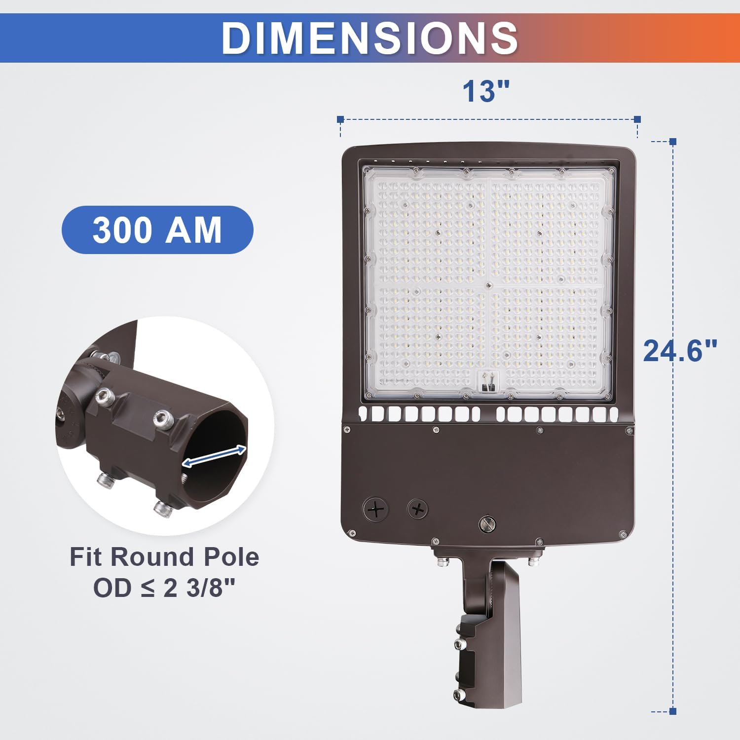 300W LED Parking Lot Light, 5700K 42000LM(140LM/W) Outdoor Commercial LED Shoebox Lights with Slip Fitter Mount, [1000W HPS Equiv.] Area/Street/Arena/Security Lighting, AC100-277V