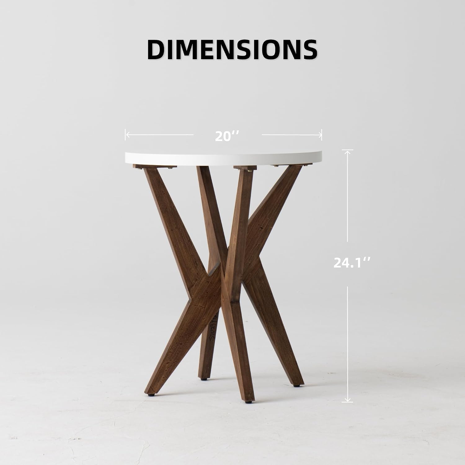 Ahokua Farmhouse Round End Table Set of 2 with MDF Top and Crossed Legs, Boho Small Side Table for Living Room, Balcony, Small Spaces, Easy Assembly Bedside Table