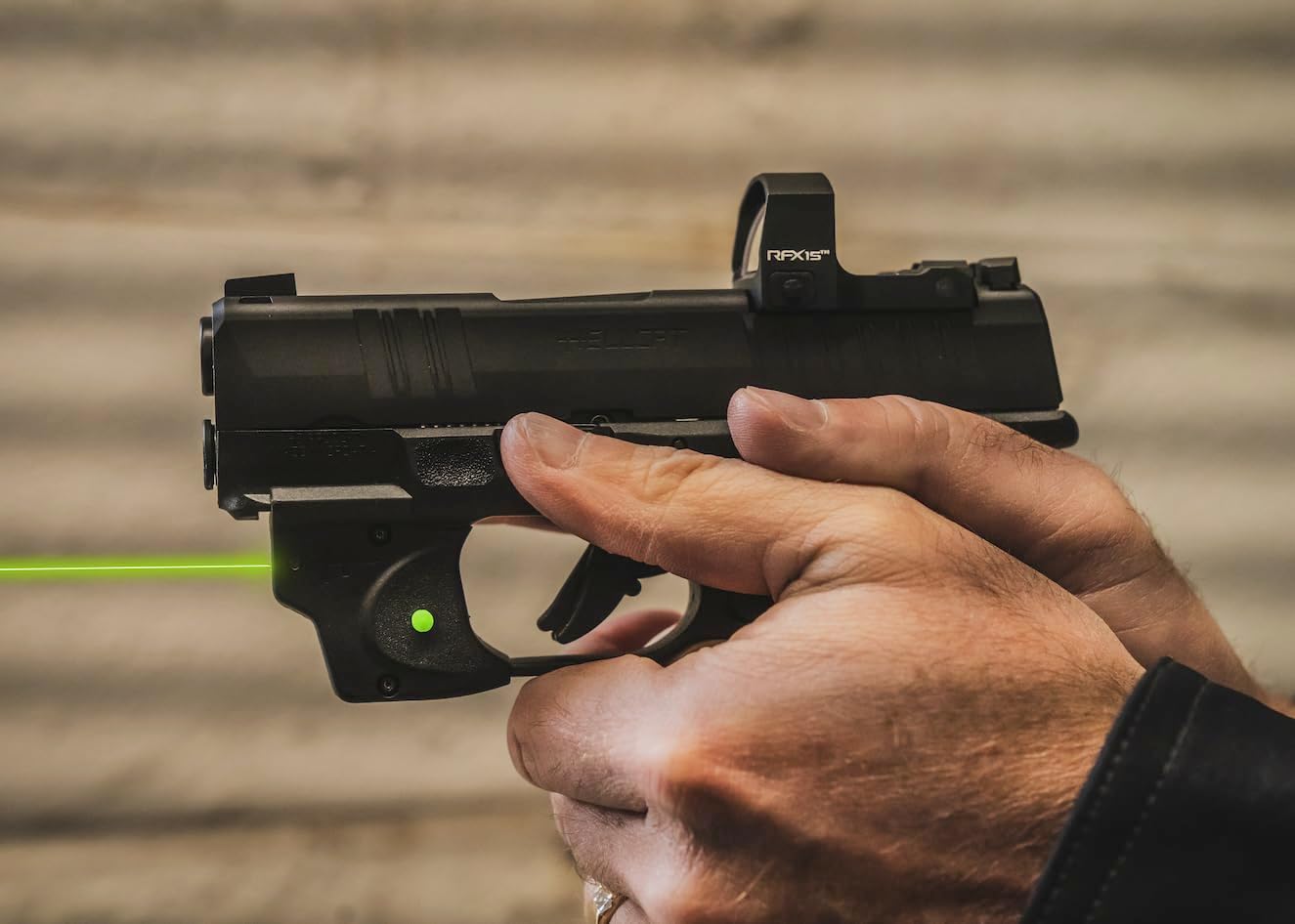 Viridian E Series Green Laser Sight, Custom Gun Fits, Railed or Non-Railed Pistols, Class 3R Green Laser Sight, 5mW Output