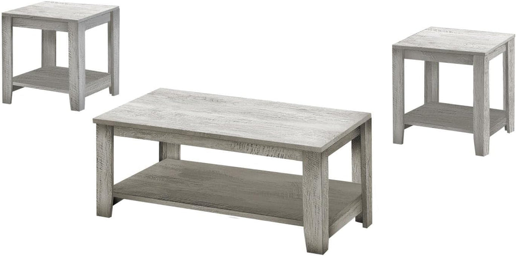 Monarch Specialties I 7880P Table Set, 3pcs Set, Coffee, End, Side, Accent, Living Room, Laminate, Grey, Transitional