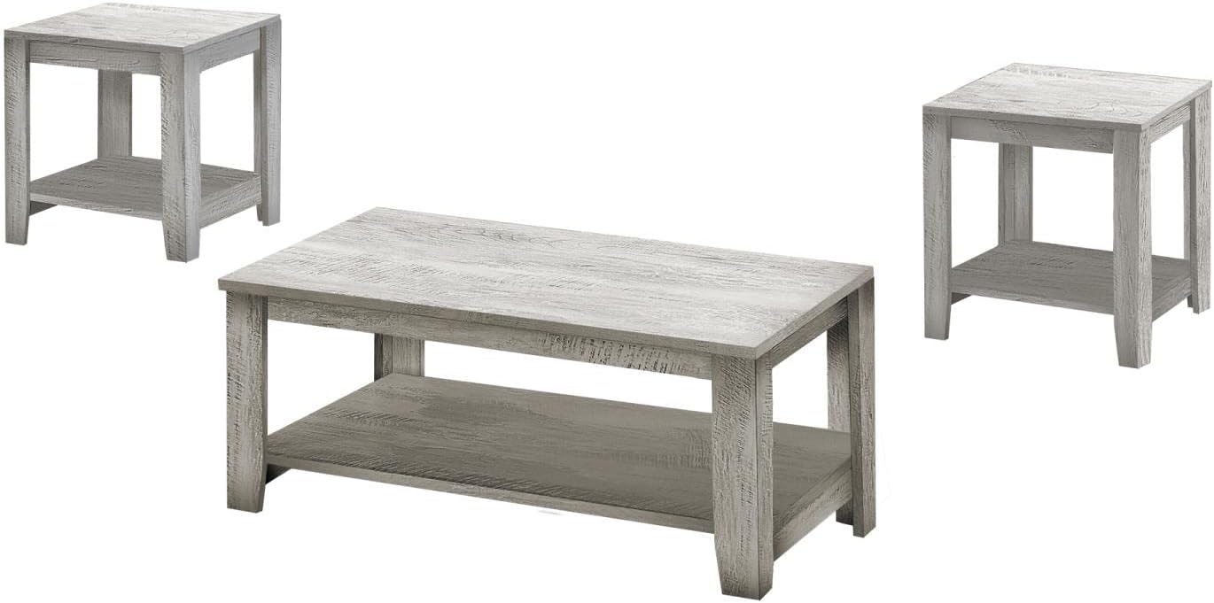 Monarch Specialties I 7880P Table Set, 3pcs Set, Coffee, End, Side, Accent, Living Room, Laminate, Grey, Transitional