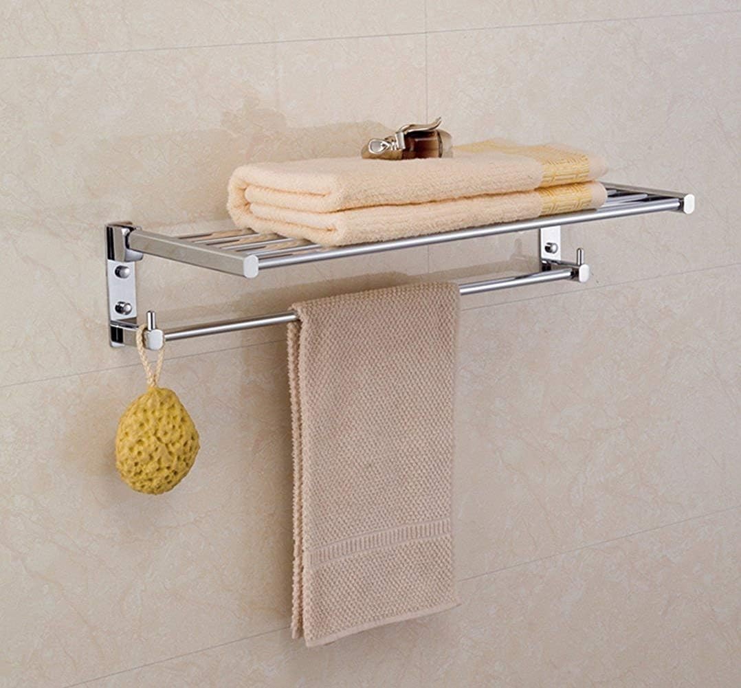 Double Bar Towel Shelf Wall Mounted Bathroom Towel Rack Brass Kitchen Towel Shelves,Chrome Finished,Towel Rail Towels/Bathrobe Storage Rack Bathroom