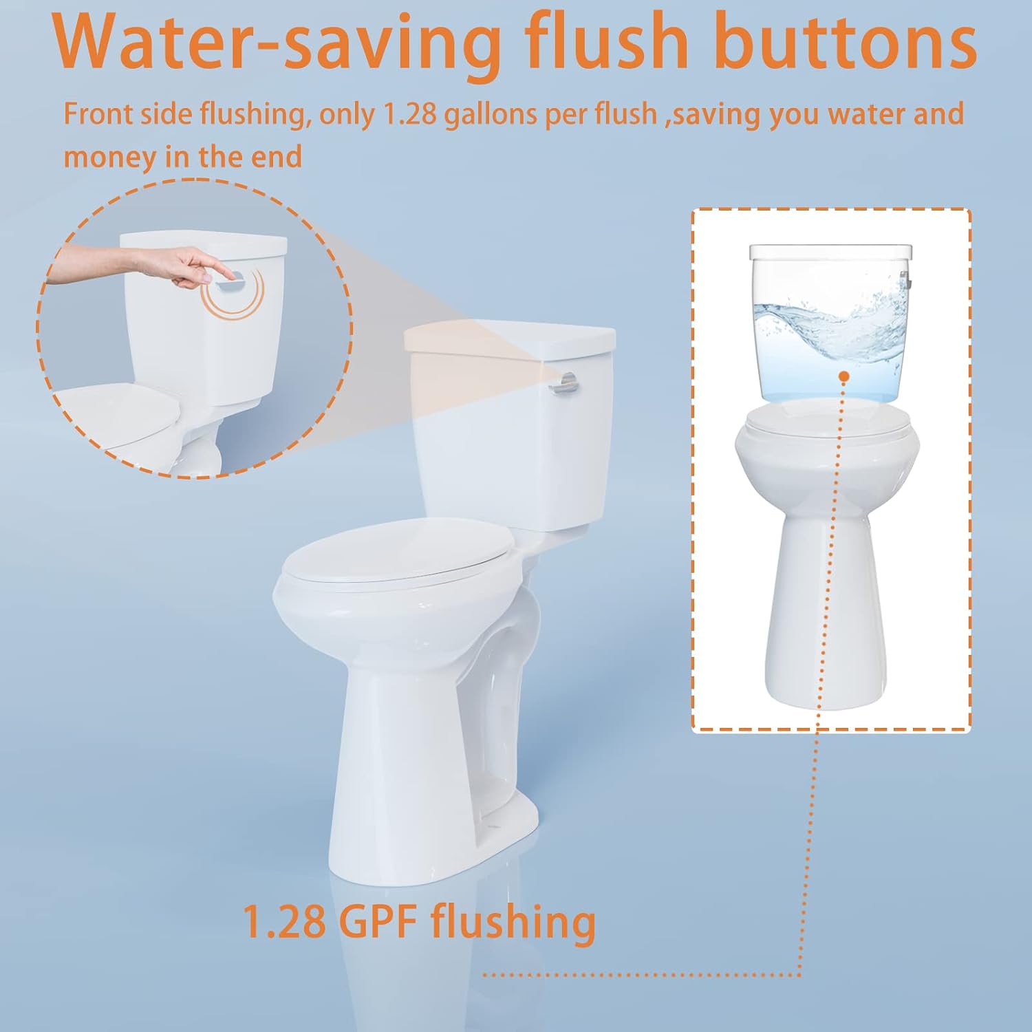 Simple Project 21' Elongated Tall Toilet | Two-piece High Toilets With Standard 12-in Rough-in | Single Flush High Toilets For Seniors, Disabled & Tall Person