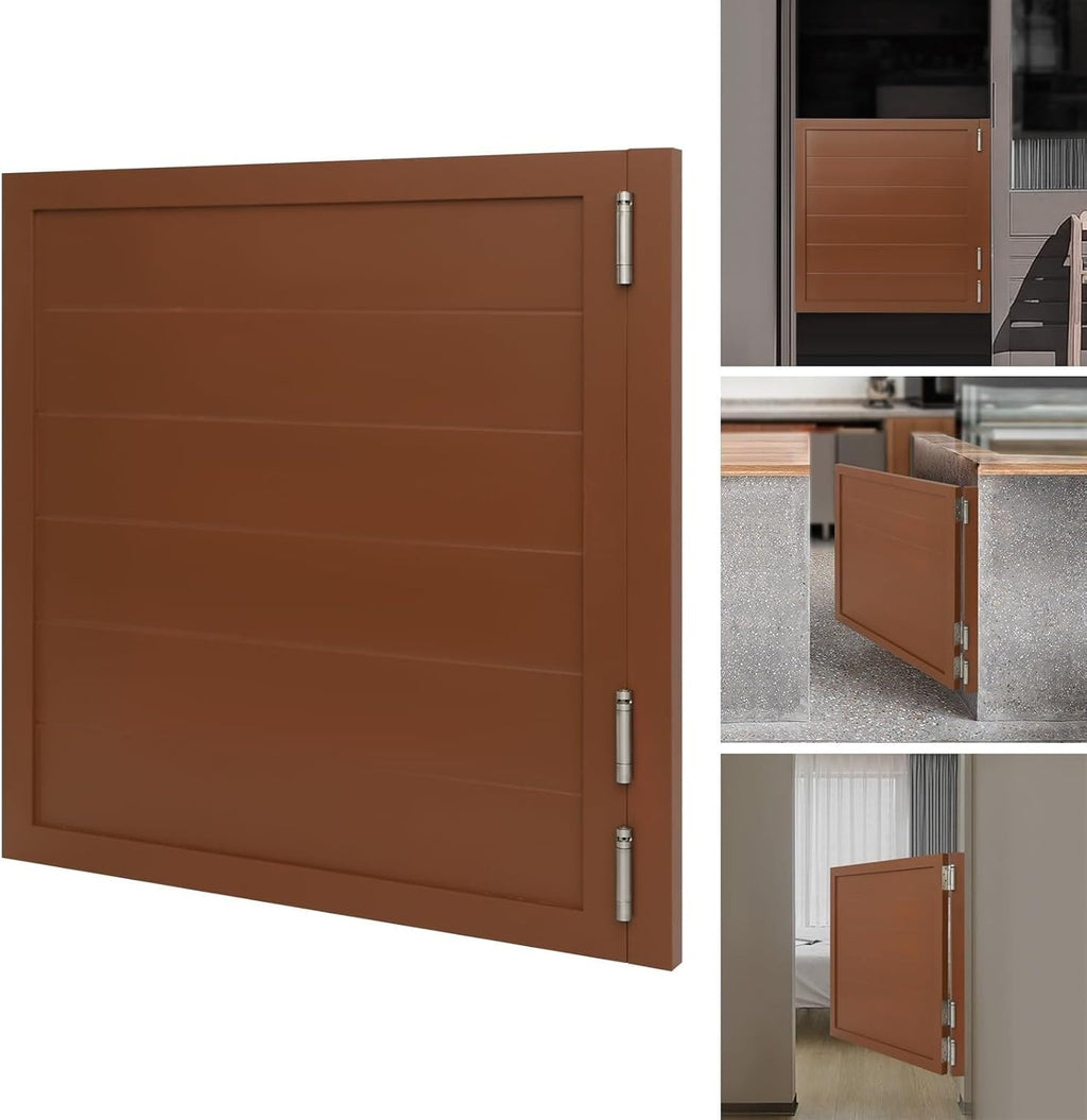 Swinging Doors Cafe Doors, Saloon Half Door, Interior Wood Swing Door for Hallway Kitchen Bar Pub Entrance Partition, Single Door with 3 Spring Hinges(Brown,35.4x35.4in)