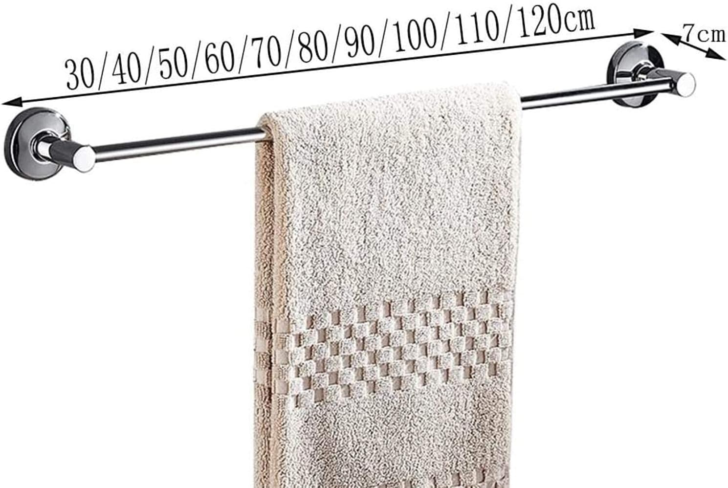 Towel Bar 304 Stainless Steel Towel Rack Bathroom Towel Bar Single Rod Free Punch Pendant Tower Hanger Long 30-120cm (Size : 50cm) (90cm) Small Gift